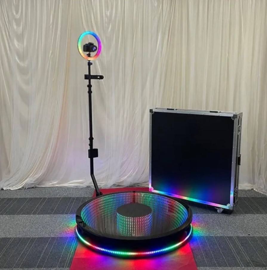 360 Photo Booth with Glass Platform – RGB LED, APP Remote, Auto Spin | Party & Wedding - Image 3