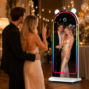 Funsbooth Magic Mirror Photo Booth – 43" Touch Screen, 48MP Built-in Camera, GIF & Instant Print