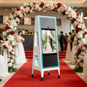 32" Magic Mirror Photo Booth – 43" Touchscreen Self-Service Kiosk, DNP Printer, 700 Photos/Roll