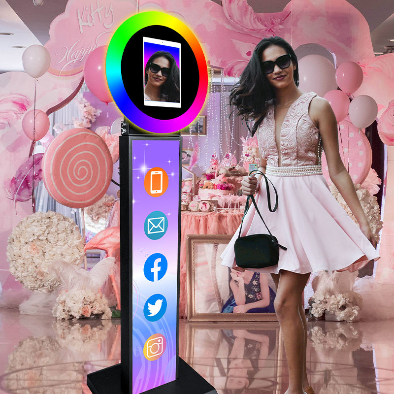 Ring Light iPad Photo Booth – 360° Rotating Stand with RGB LED, Instant Print (11" iPad) - Image 3