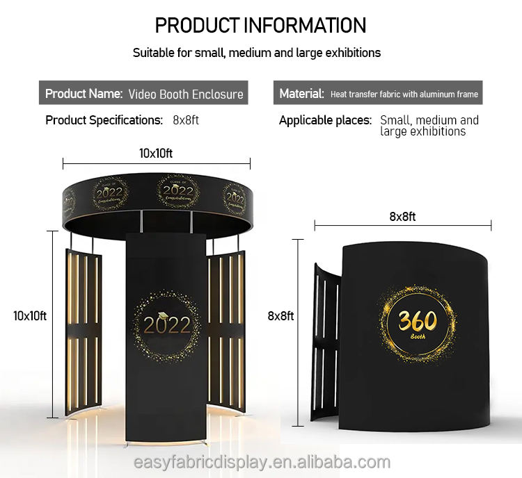 Artibooth 360 Photo Booth Overhead Enclosure Backdrop – 24 LED Lights, Aluminum, Custom Logo, 30-Min Install - Image 3