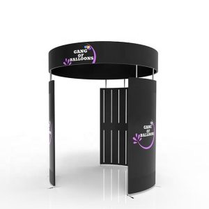 Artibooth 360 Photo Booth Overhead Enclosure Backdrop – 24 LED Lights, Aluminum, Custom Logo, 30-Min Install