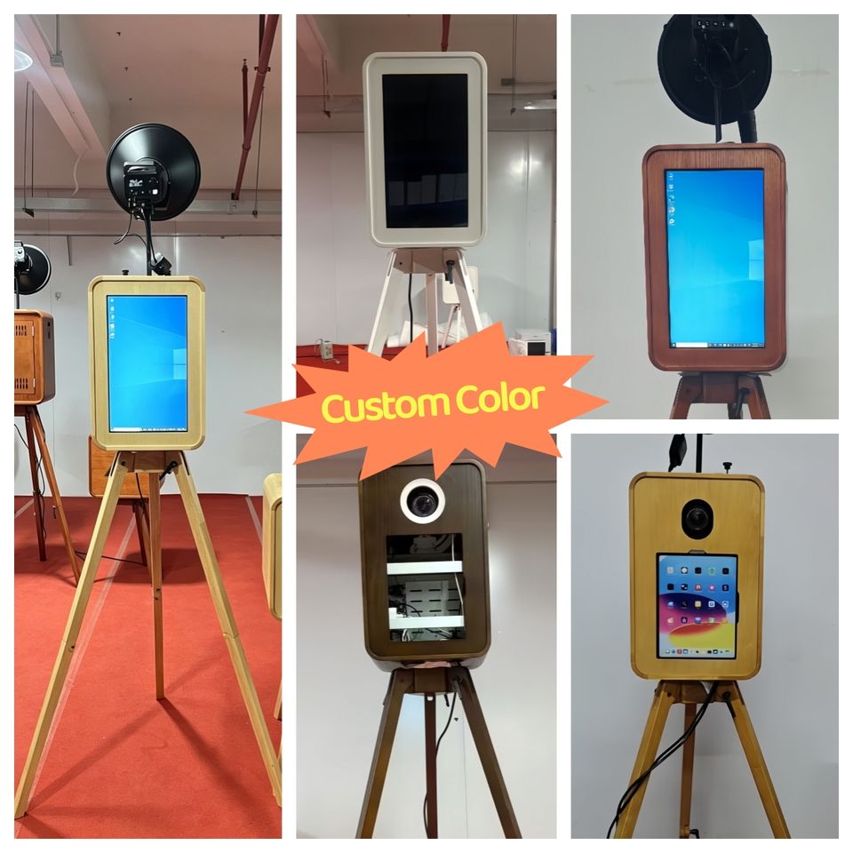 Artibooth Double-Sided Retro Oak Photo Booth – Dual 18.5" Touch Screen, i5 PC, Free Custom Logo - Image 2