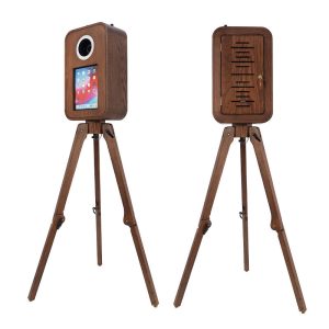 Artibooth Red Oak Retro Photo Booth for 12.9" iPad – Instant Print, DSLR Compatible, US Warehouse