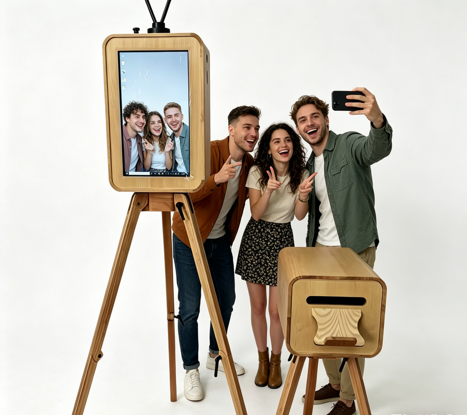 Artibooth Wood Printer Stand for DNP620/RX1/HITI P525L – 360 Photo Booth Selfie Enclosure