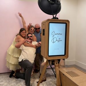 Artibooth Double-Sided Retro Oak Photo Booth – Dual 18.5" Touch Screen, i5 PC, Free Custom Logo