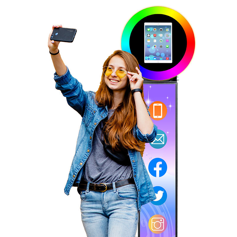 Ring Light iPad Photo Booth – 360° Rotating Stand with RGB LED, Instant Print (11" iPad) - Image 2