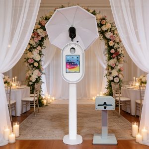 Oval Metal Photo Booth with Ring Light – iPad/DSLR, 100kg Load, App/Remote Control (SEURAY)