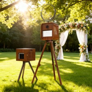Wooden 15.6" Touch Screen DSLR Photo Booth – Voice Guided Self-Service Vending Machine Style