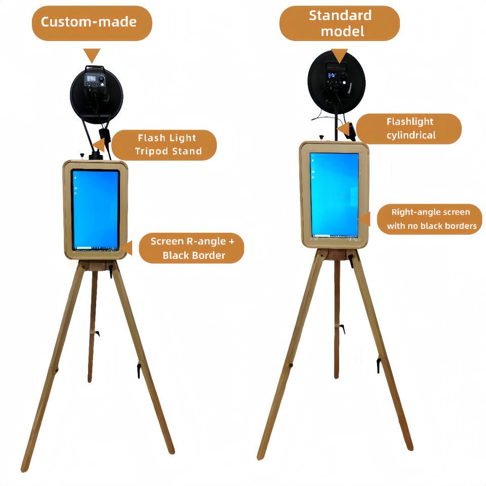 Artibooth Double-Sided Retro Oak Photo Booth – Dual 18.5" Touch Screen, i5 PC, Free Custom Logo - Image 4